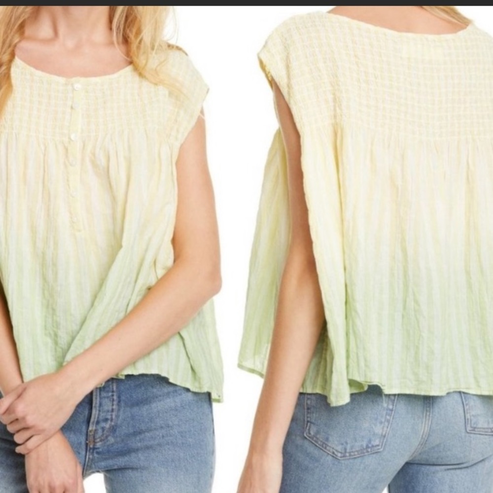 NWT Free People cotton combo blouse, size S